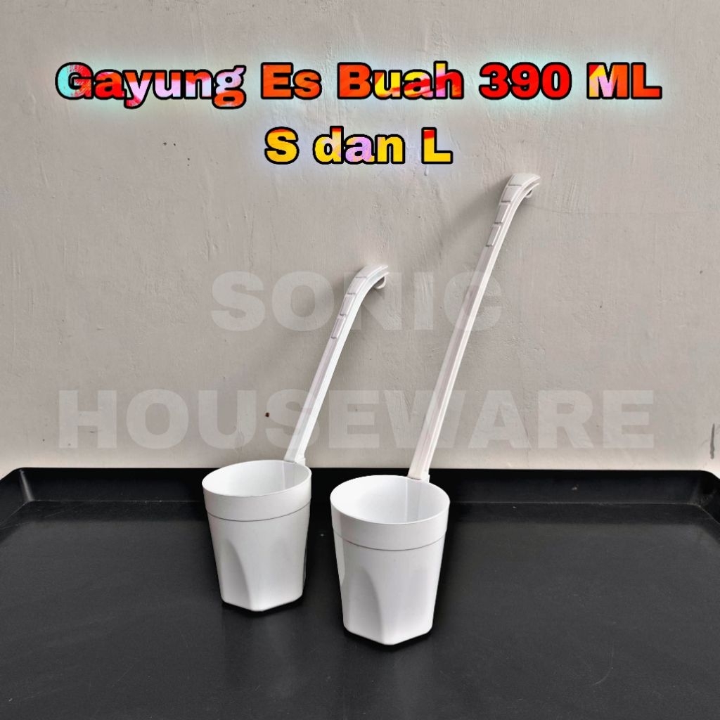 Gayung Es Buah 390 ML Gagang Panjang Pendek Ukuran S L Cedok Sendok Jualan Minuman Sop Buah Sirup Es