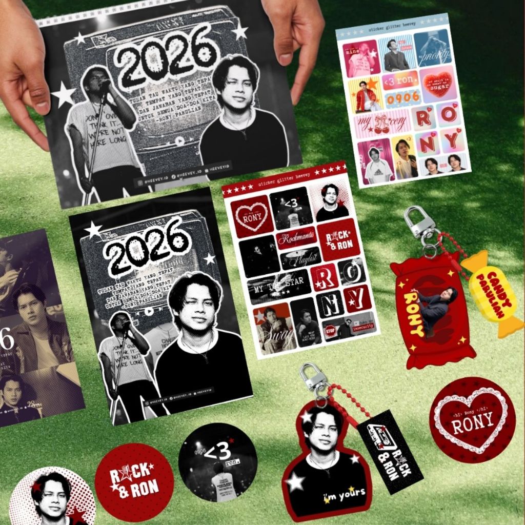 Kalender Rony Parulian 2026 | Sticker Glitter Rony Parulian | Keychain Rony Parulian | Pin Button Se