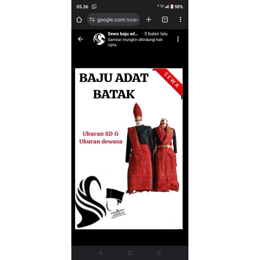 SEWA BAJU ADAT BATAK