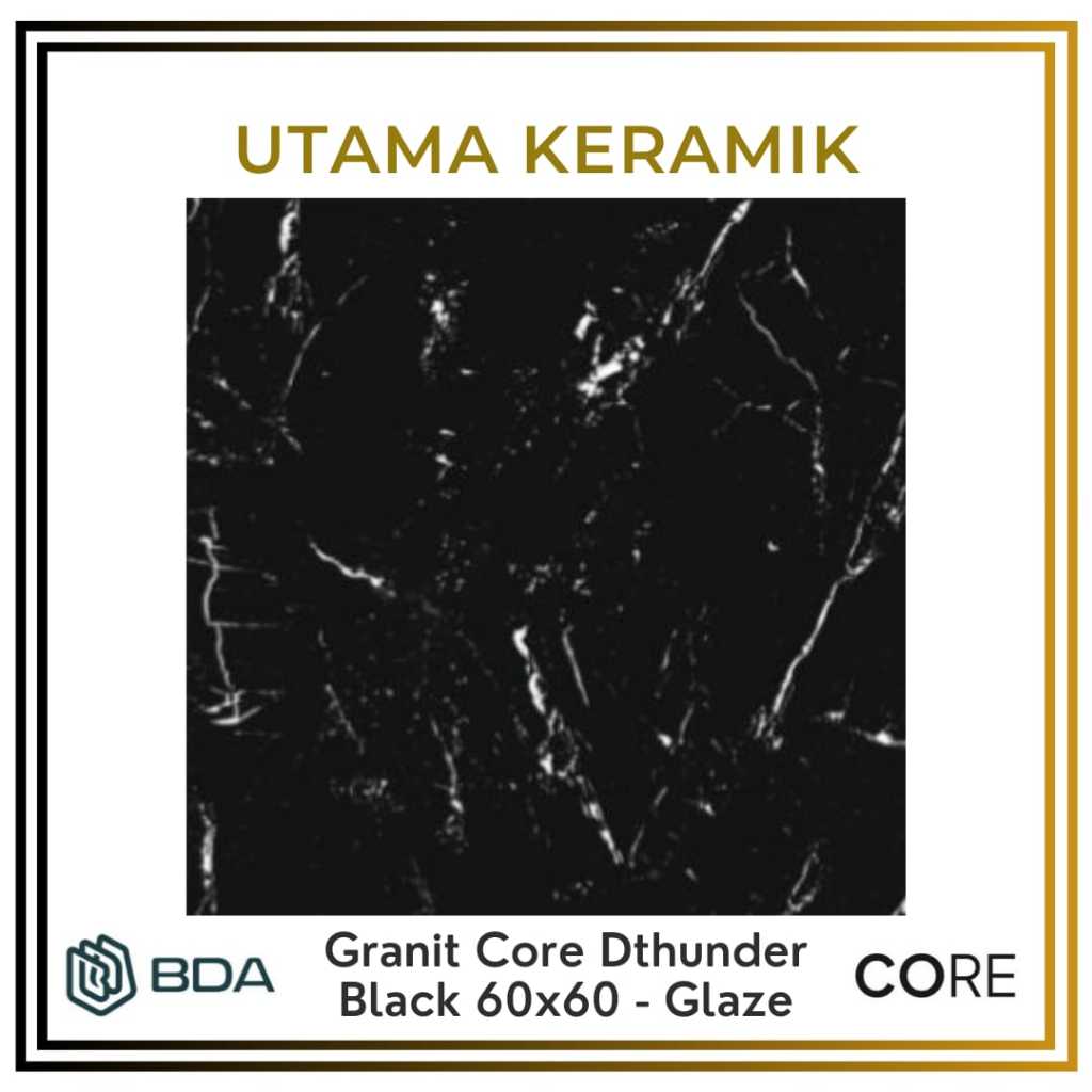 Granit BDA Core 60x60 Dthunder Black Glaze - Granit Hitam Motif 60x60 Glossy