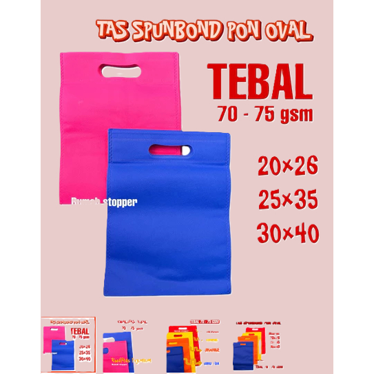 Tas Spunbond Goodie Bag Oval isi 20Pcs Tebal /Goodie Bag PLONG /Tas Kain /Tas Hajatan