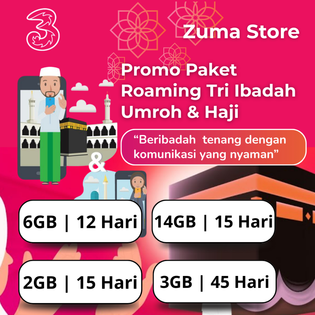 PROMO MURAH PAKET INTERNET TRI DATA IBADAH HAJI UMROH ARAB SAUDI PLUS TURKI