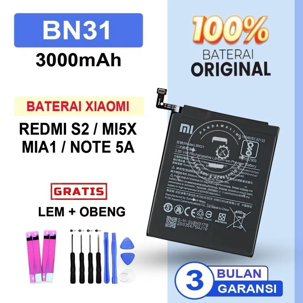 BN31 BATRE BATERAI HP XIAOMI REDMI 5X/REDMI S2/REDMI MI A1/ REDMI NOTE 5A/REDMI NOTE 5A PREME(KODE B