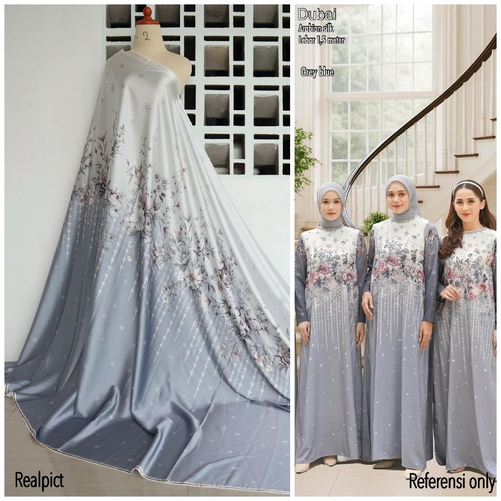 Kain Meteran Arabian Silk Premium Motif Dubai Look Like Vanilla Hijab//Bahan Baju Lebaran//Kain Sari