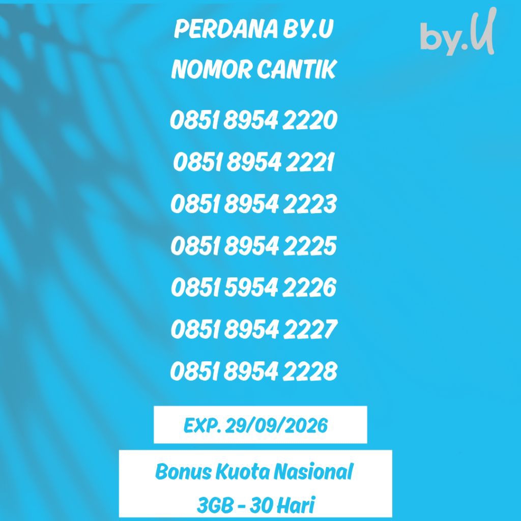 Perdana By.U Nomor Cantik Bonus Kuota