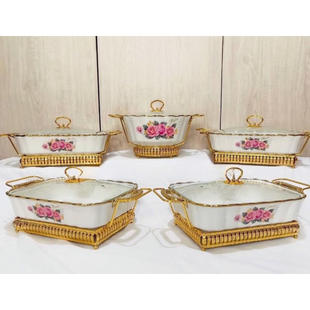 Prasmanan Set Keramik Fiorenza Shabby Rose Gold 5pcs