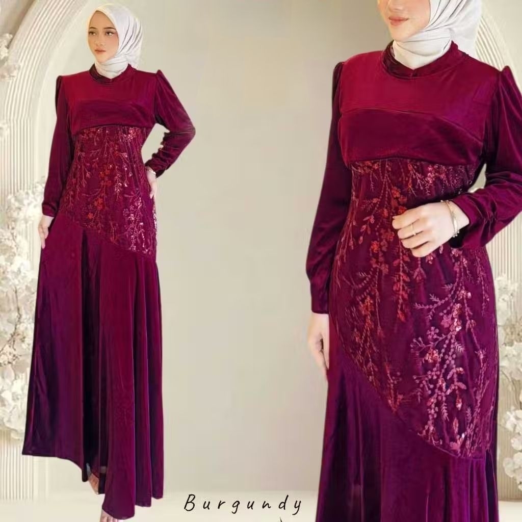 (NEW) HANIBU DRESS - BAJU DRESS GAMIS BLUDRU BELUDRU BRUKAT BROKAT IBU ANAK WANITA DEWASA MUSLIM ACA