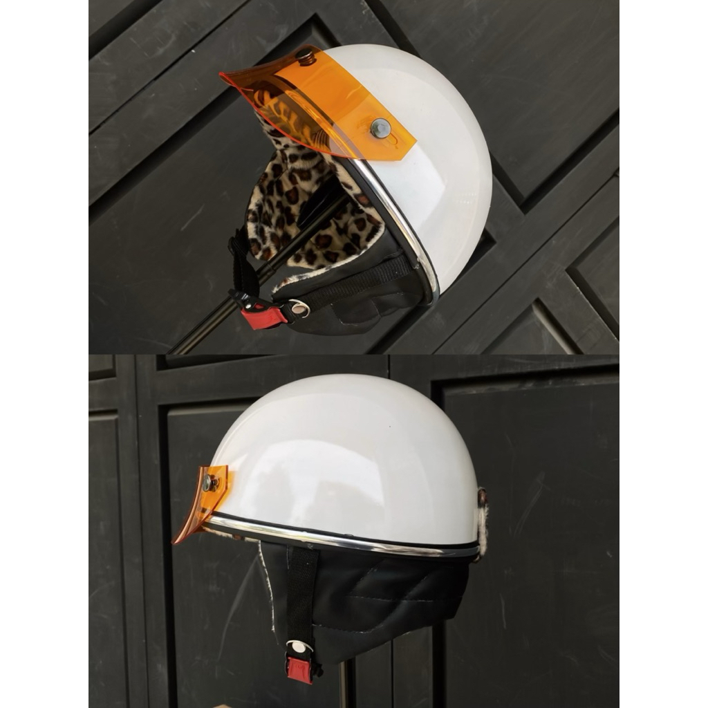 Helm Chips Retro Busa motif Leopard Murah Bonus Pet Retro