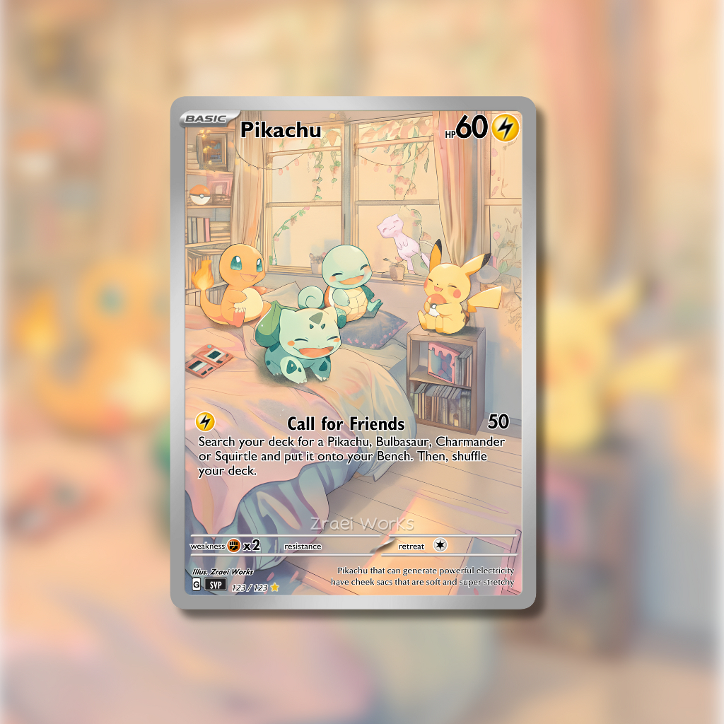 Zraei Works Custom Pokemon Card – Pikachu & Friends | Fan Art Kartu TCG | Kartu Mainan Anak