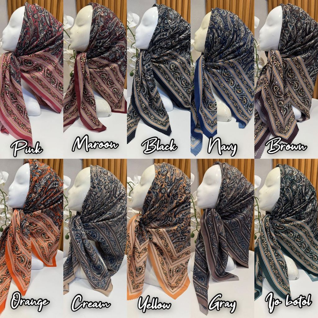 Hijab Segi Empat Motif Voal / Hijab Motif Cashmere Turki