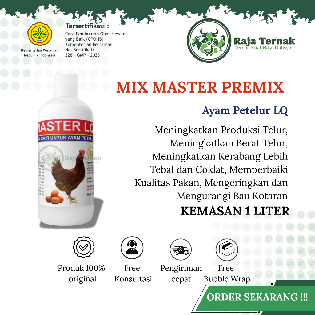 MIX MASTER LQ LAYER - Premix Cair Untuk Ayam Petelur