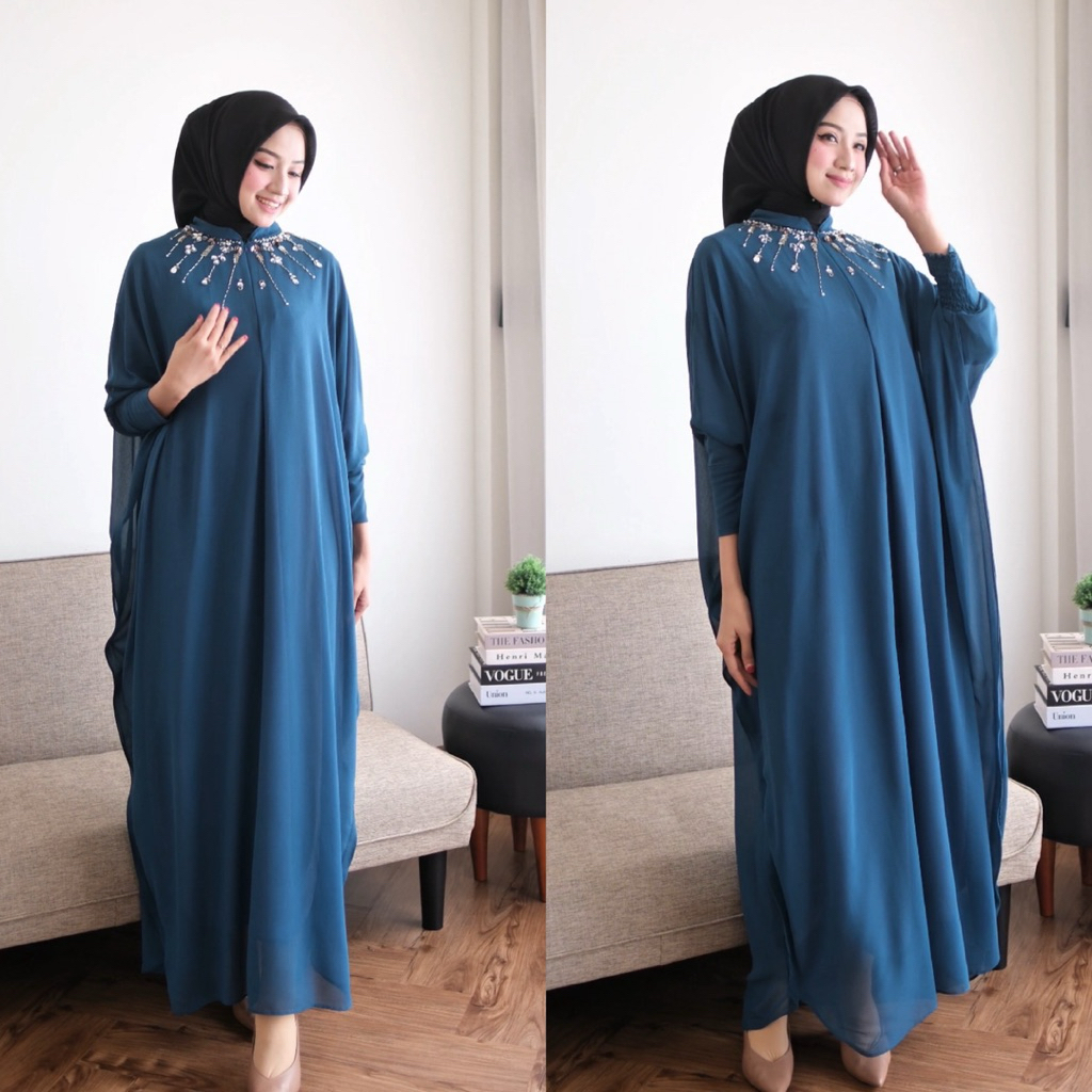 Jihan Kaftan lengan kerut