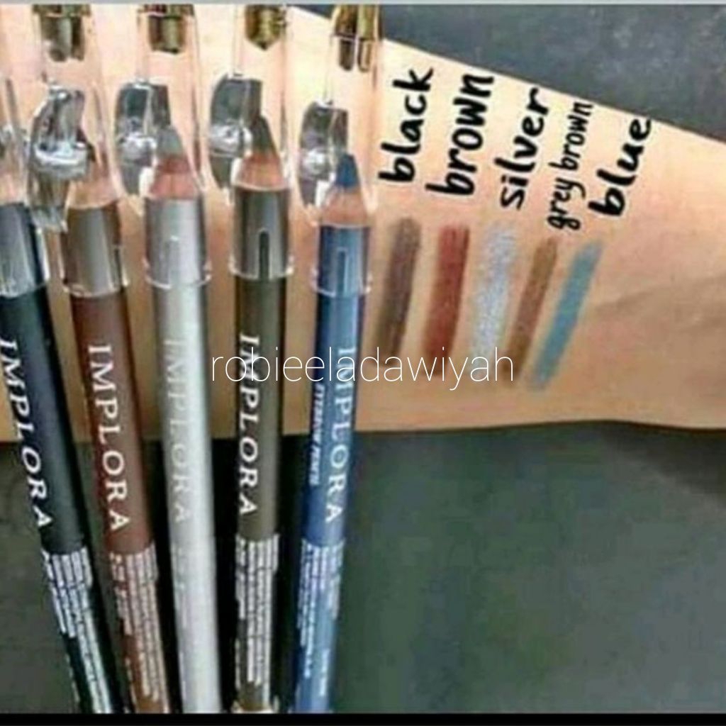 pensil alis implora biru silver hitam coklat/eyebrow implora 2in1