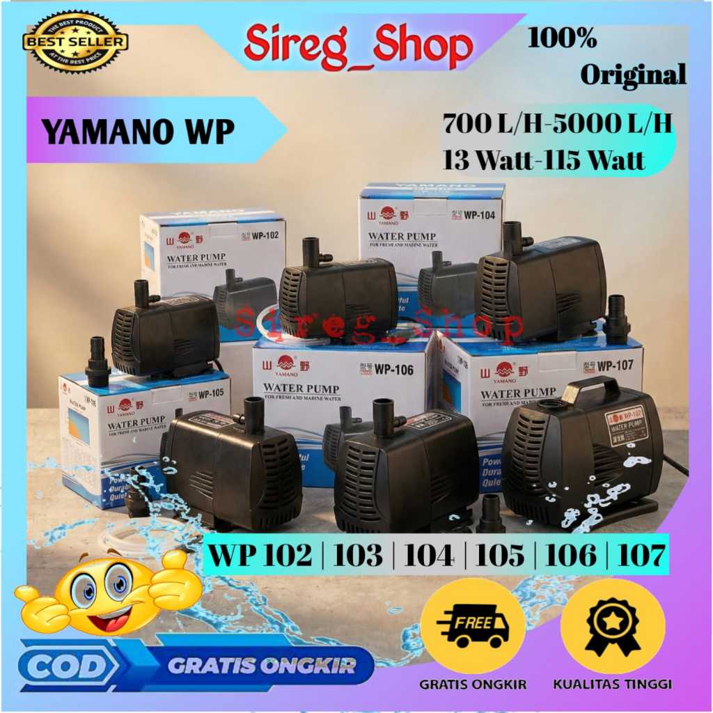 YAMANO WP 102 103 104 105 106 107 Pompa Air Celup Akuarium Aquascape Kolam Ikan KOI