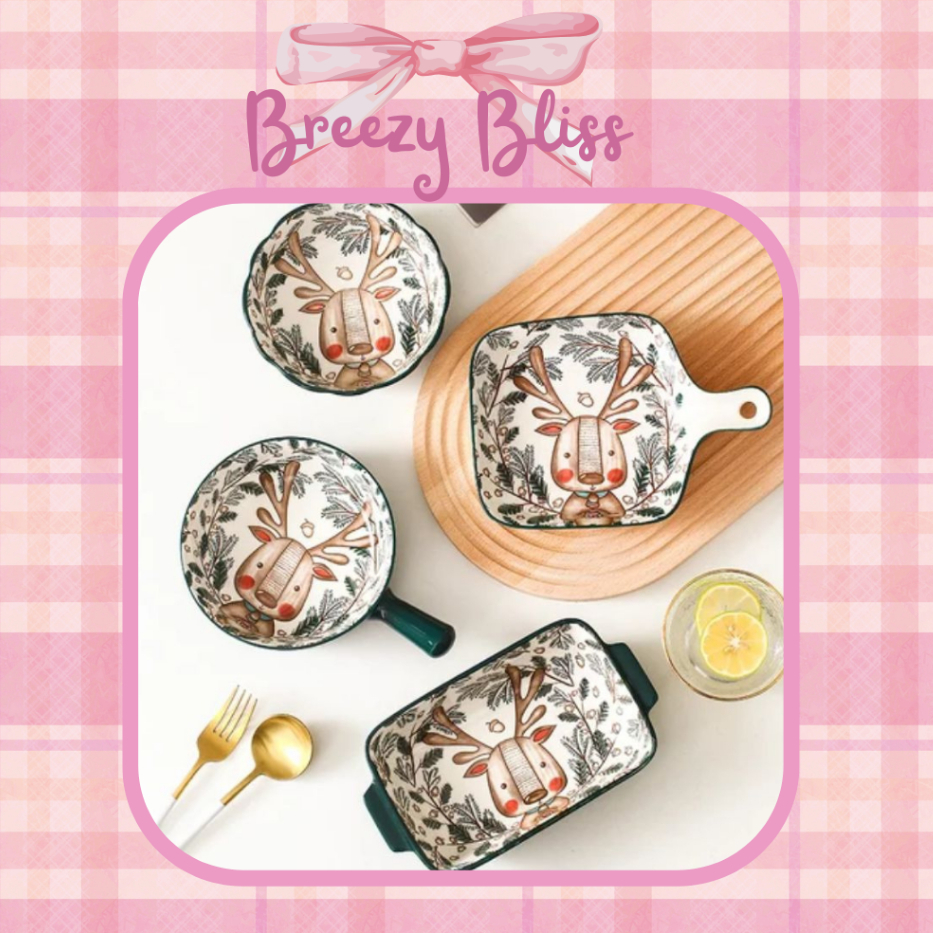 Piring/Mangkok Keramik Animal Forest Lucu Unik Desain Hewan