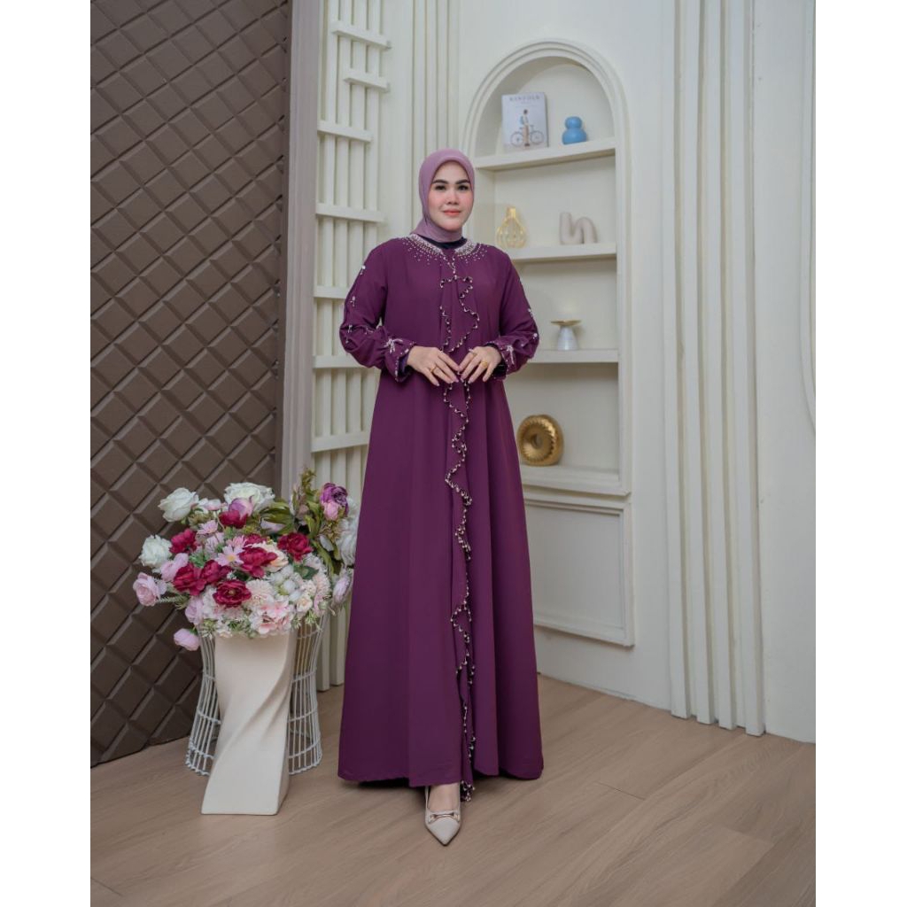 SYIRIN DRESS BAHAN CERUTI BABYDOLL LD 110 PB 142 BUSUI FRIENDLY DAN WUDHU FRIENDLY