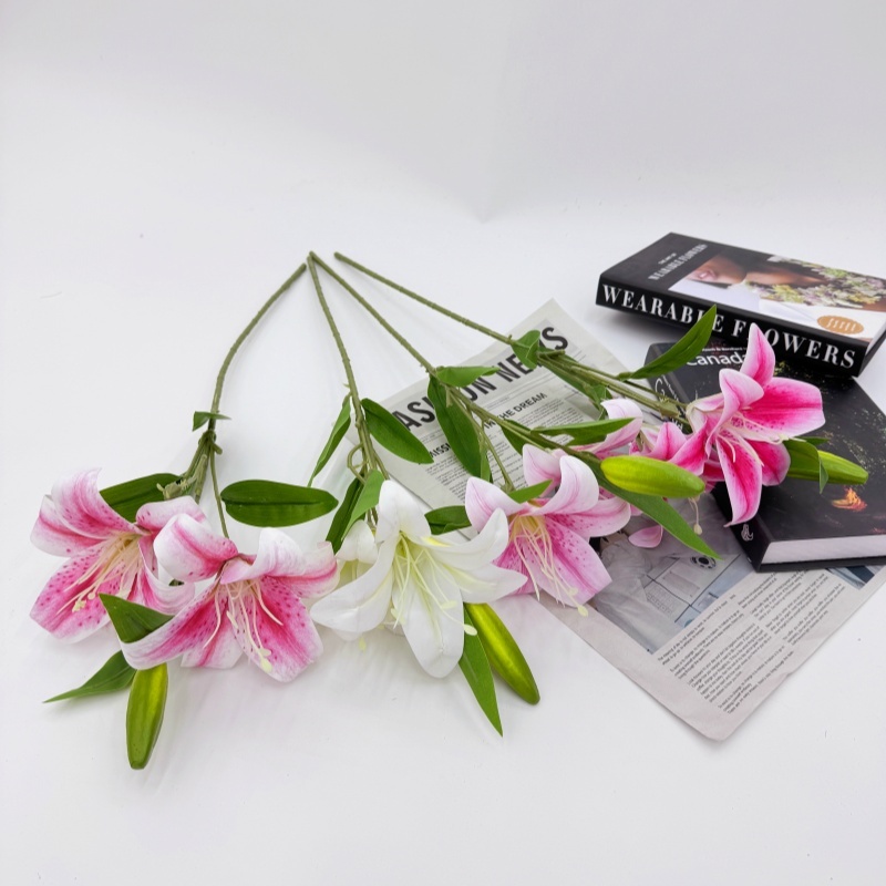 Bunga Tiger Lily Latex Premium Real Touch  Jumbo 2Kuntum Panjang