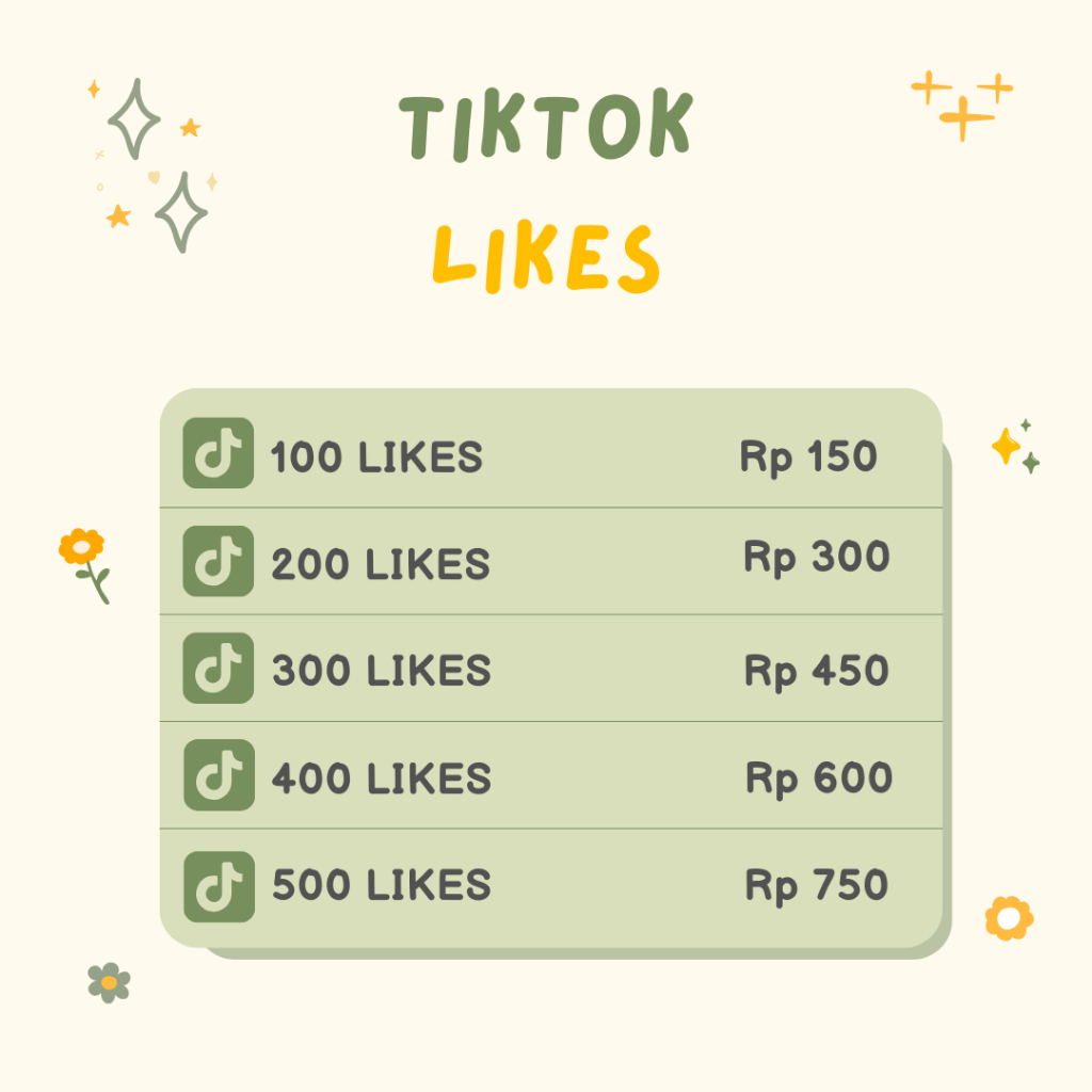 TIKTOK LIKES LIKE Termurah Bergaransi No Drop High Quality