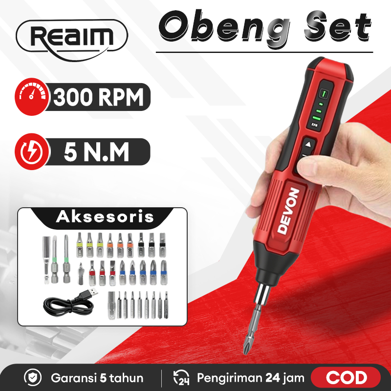 Reaim  Obeng Set Bor Mini Lengkap mata bor Bor Baterai Bor Listrik Obeng Ketok Mata Bor Besi Gerinda