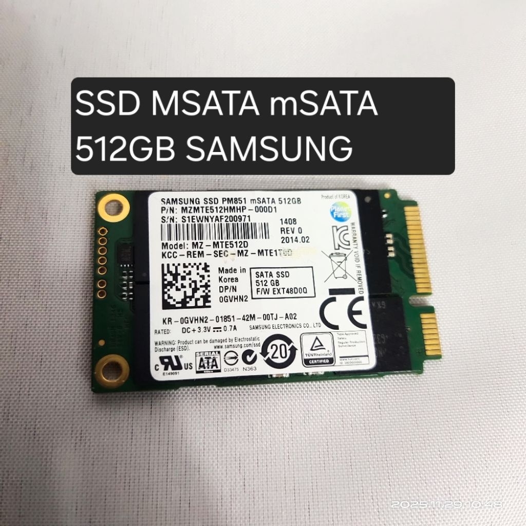 SSD MSATA mSATA SAMSUNG 512GB Original Second