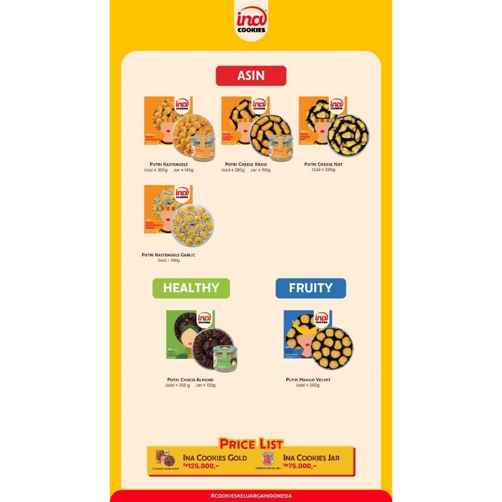 Ina Cookies Kue Kering Lebaran Kemasan Reguler Toples Ulir Jar Kombinasi Mini Hampers Pasti Ori