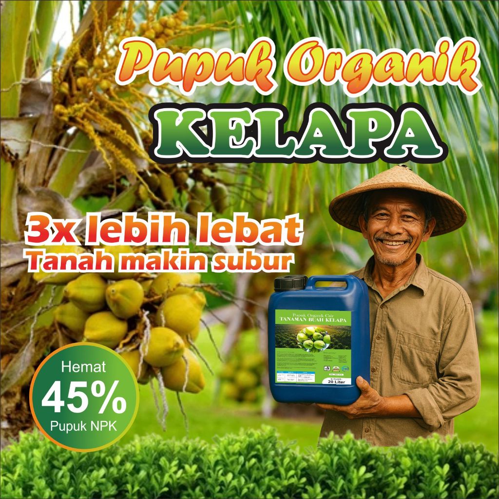 Pupuk Cair Organik untuk Kelapa gading isi 20liter, bantu pembentukan bunga dan buah lebih banyak. s