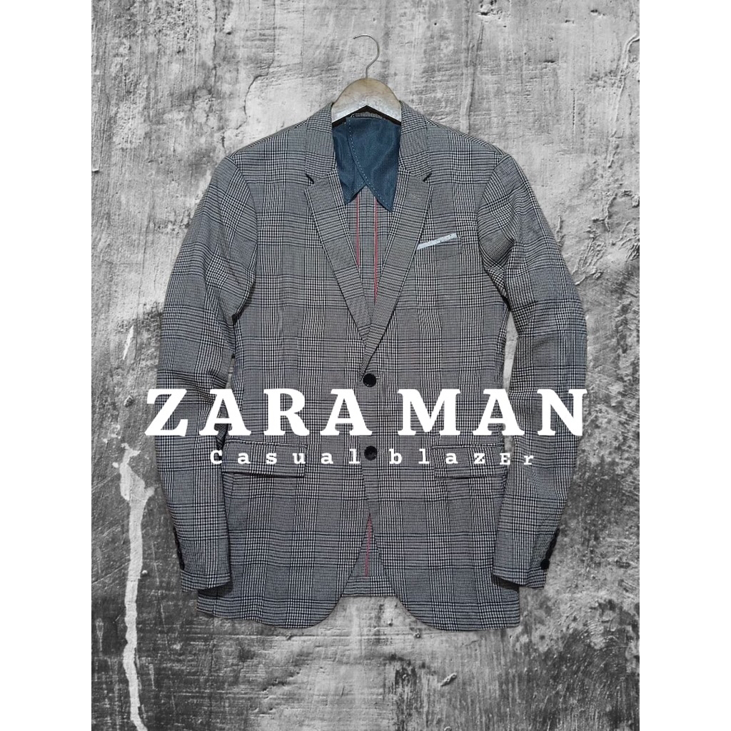 Blazer Sultan Zara man keren mewah bahan kain jatoh warna pekat second preloved