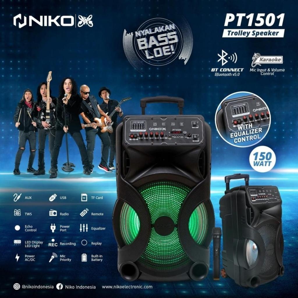 NIKO Speaker Active Bluetooth 15 inch PT1501 Full Bass