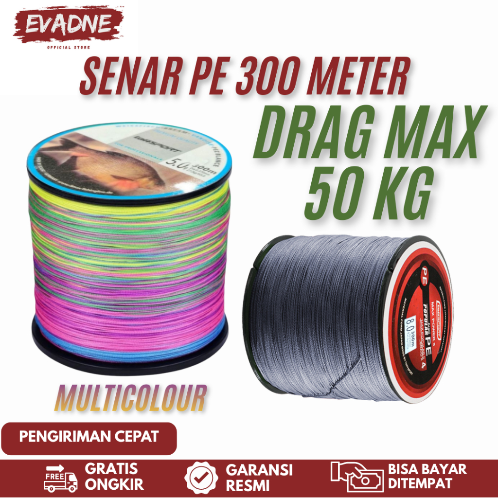 Senar PE 300 - 500m Senar Pancing Termurah Senar Pancing Anti Kriting Senar Kecil Kuat 50 Kg Senar G