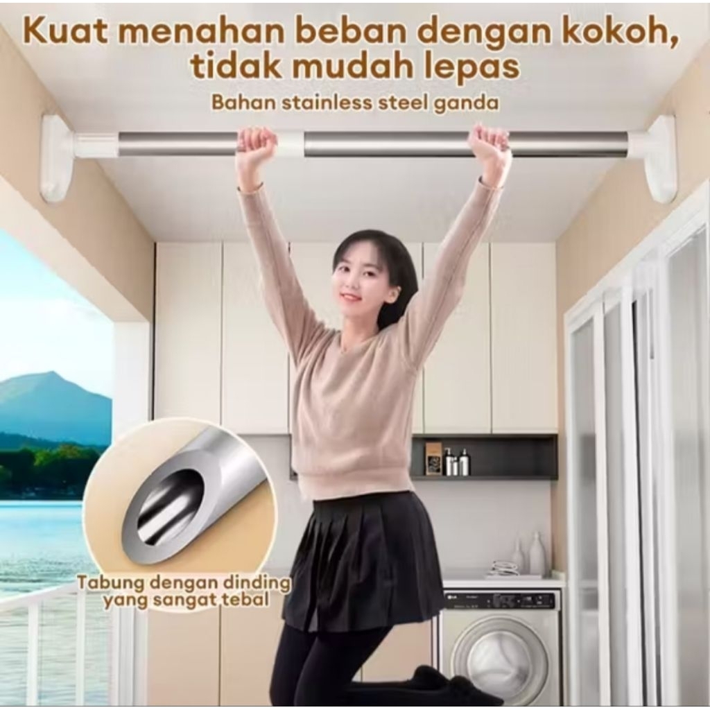 Tiang Jemuran Baju Fleksibel Gantungan Baju Stainless Steel Fleksibel Tiang Gorden Fleksibel