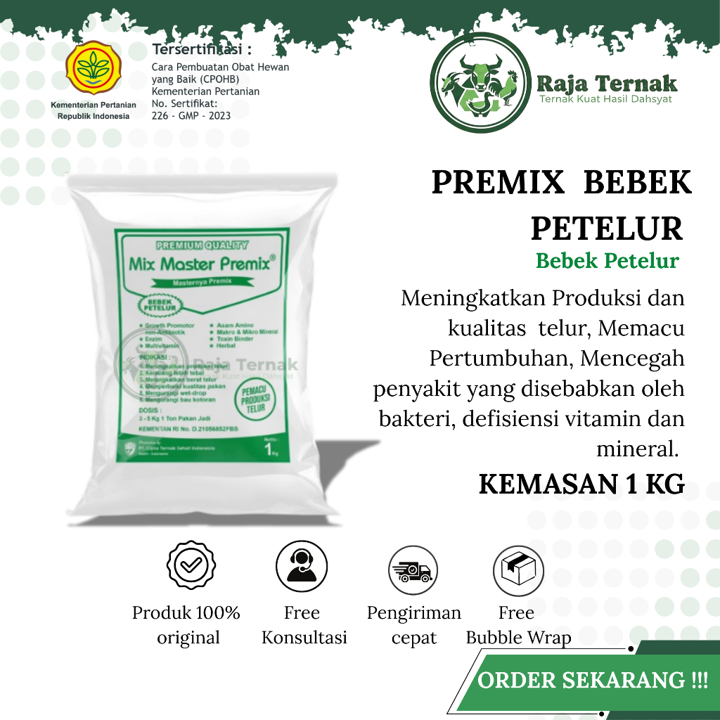 MIX MASTER PREMIX BEBEK PETELUR - Suplemen Pakan Untuk Bebek Petelur