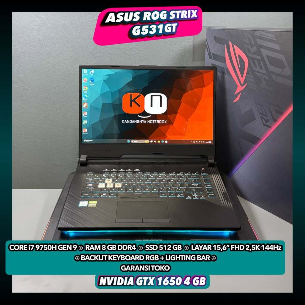Asus Rog Strix G531GT i7 9750H NVIDIA GTX 1650 4GB 144Hz