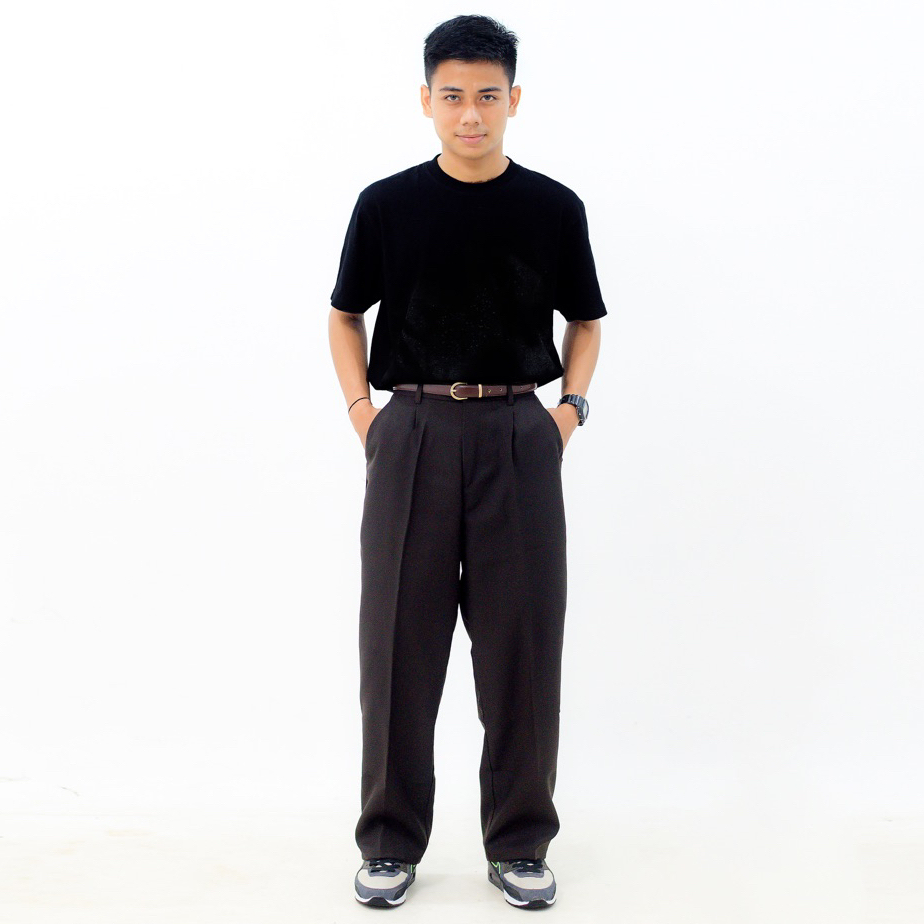 Shura explicit - Celana Trouser Praus Celana Panjang Pria Wide Pants Loose Relaxed Pinggang Karet