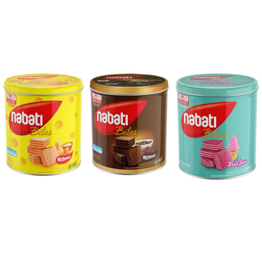 Nabati Bites Kaleng Besar 350gr – Richeese / Richoco / Pink Lava | Snack Wafer Renyah Premium