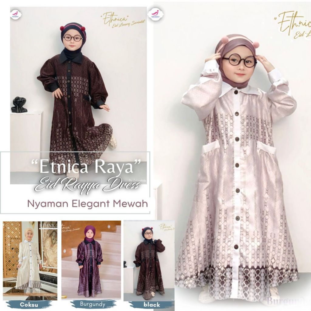 Gamis lebaran anak perempuan 2026 / set jilbab Zalira Kids usia Newborn 0-8 Tahun Baju lebaran anak 