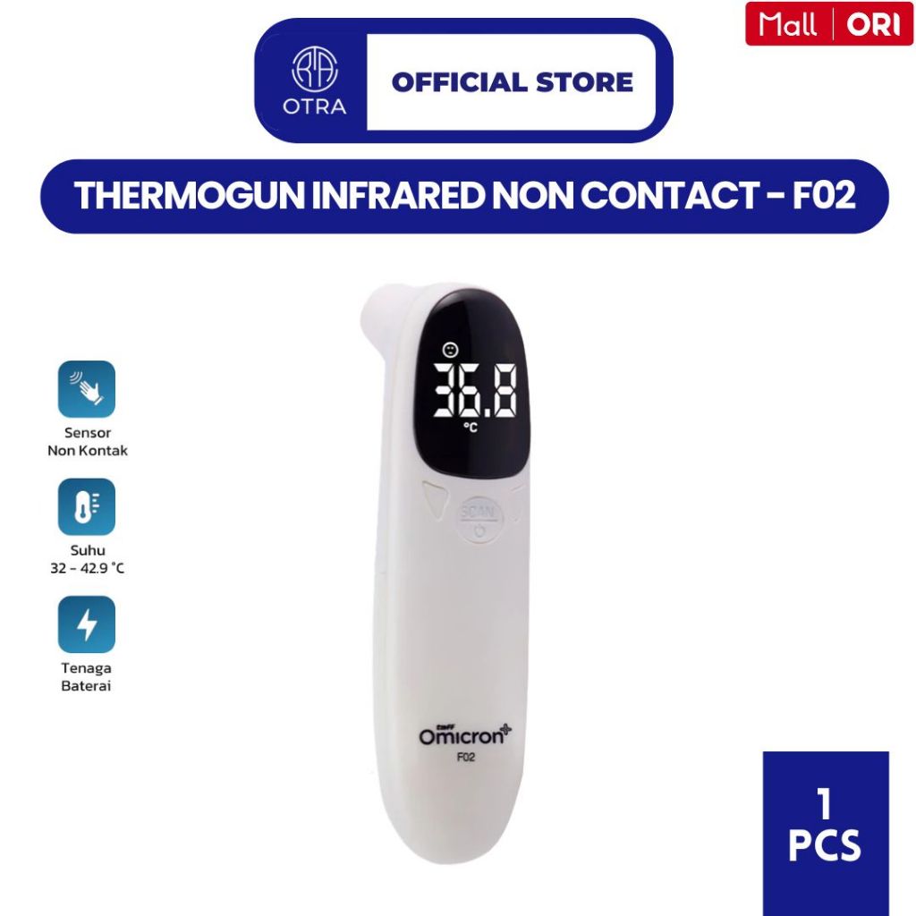 TaffOmicron Termometer Suhu Tubuh Thermogun Digital Infrared Non Contact - F02