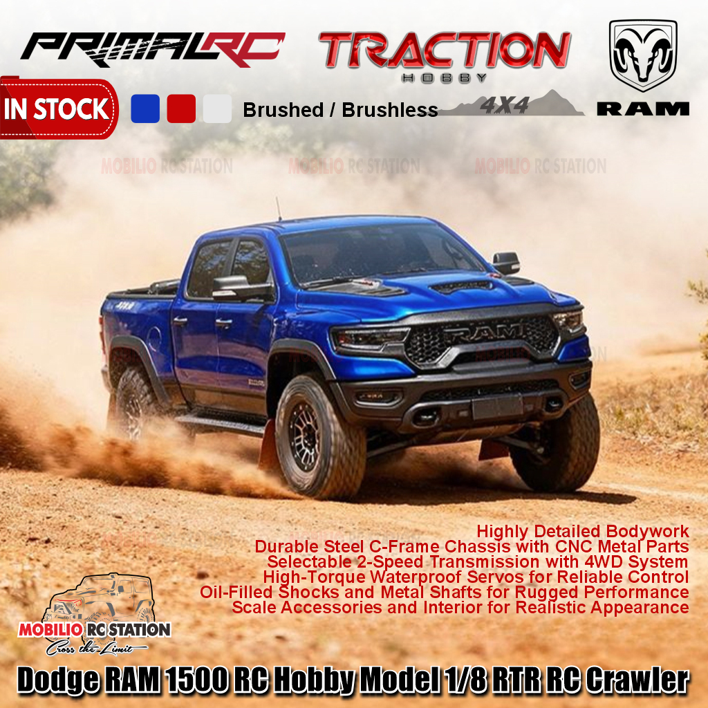 Traction Hobby PrimalRC Dodge RAM 1500 Remote Control Hobby Model 1/8 Scale RTR RC Crawler Adventure