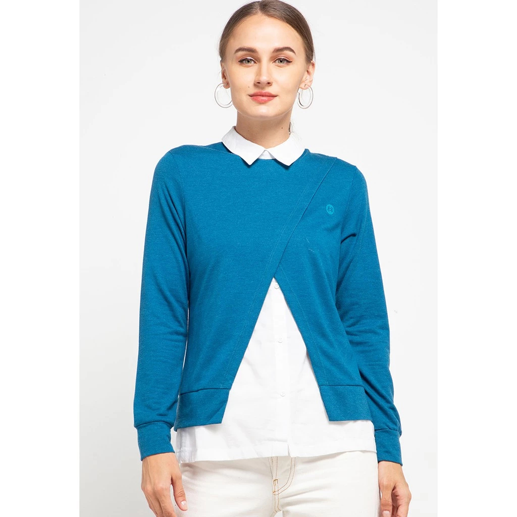 SPYDERBILT KEMEJA WANITA LENGAN PANJANG BIRU ORGANA