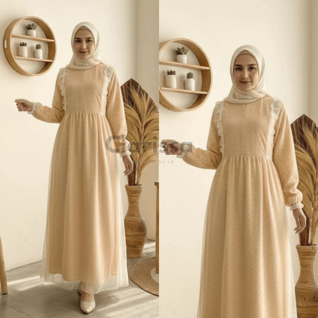 KHOWASH BUTIK - ZURRA Gamis Brokat Wanita Dewasa Dress Kondangan Kekinian Gamis Lebaran Pesta Kekini