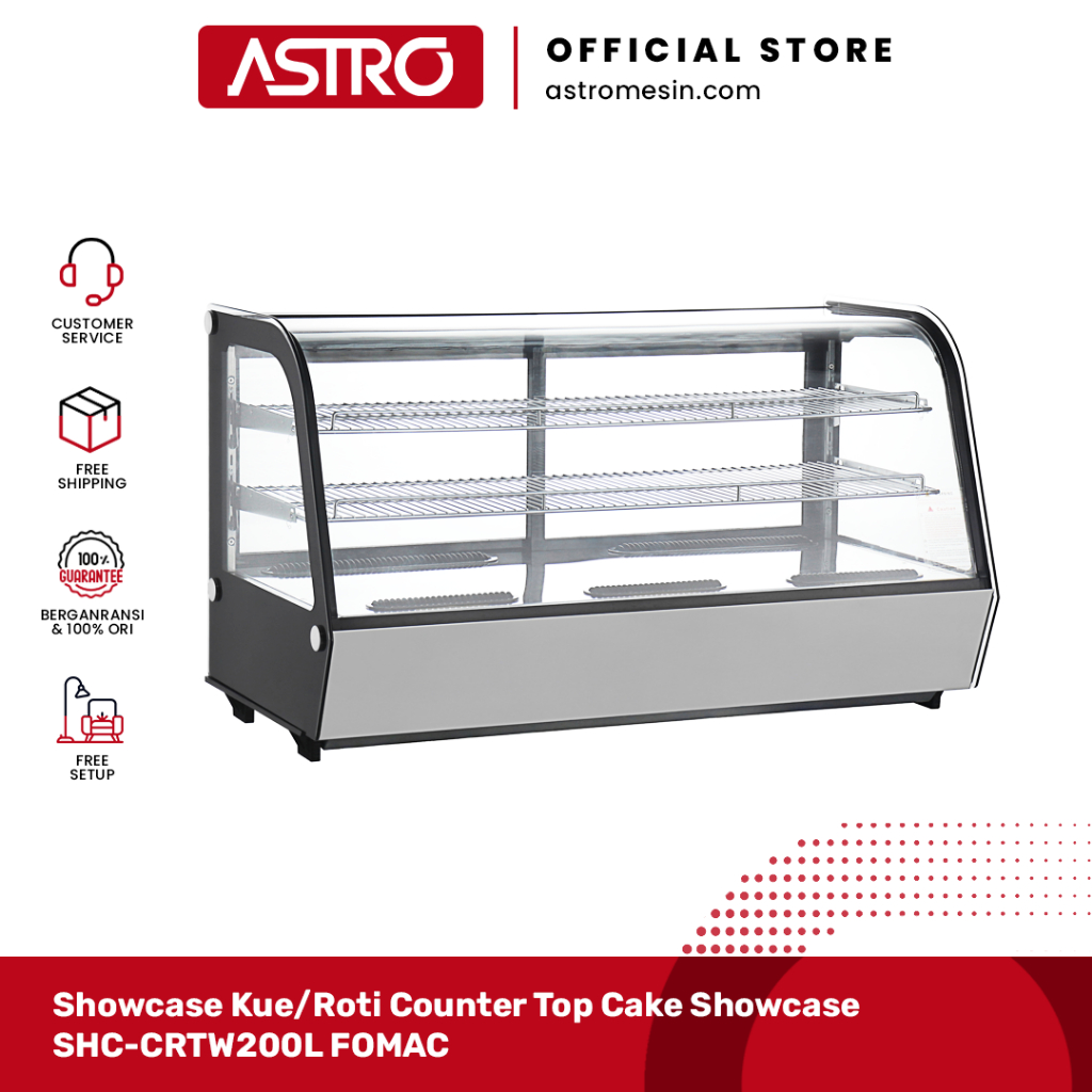Showcase Kue/Roti Counter Top Cake Showcase SHC-CRTW200L FOMAC