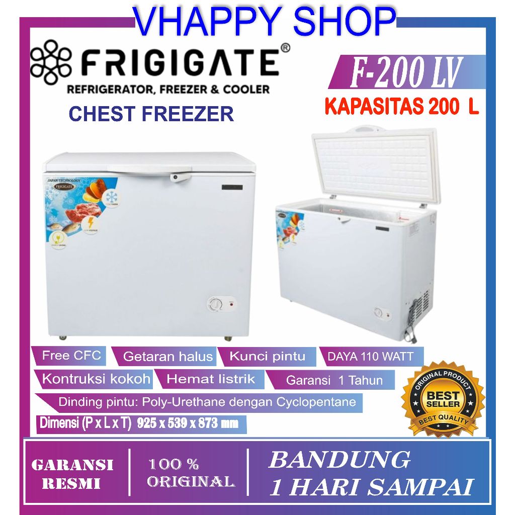 Chest Freezer 200 Liter Frigigate FRIGIGATE F-200 Garansi Resmi