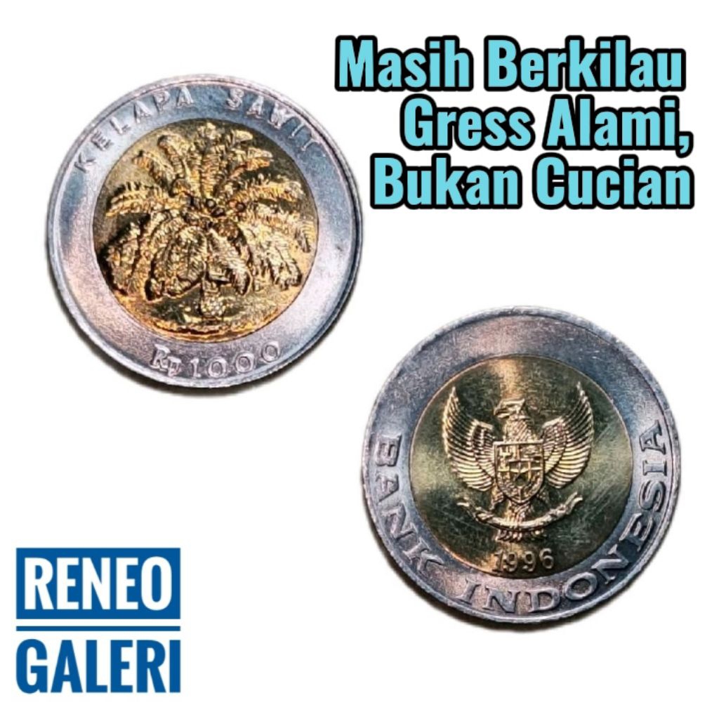 Berkilau 1000 Rupiah Kelapa Sawit Tahun Campur Uang koin kuno logam Indonesia original asli