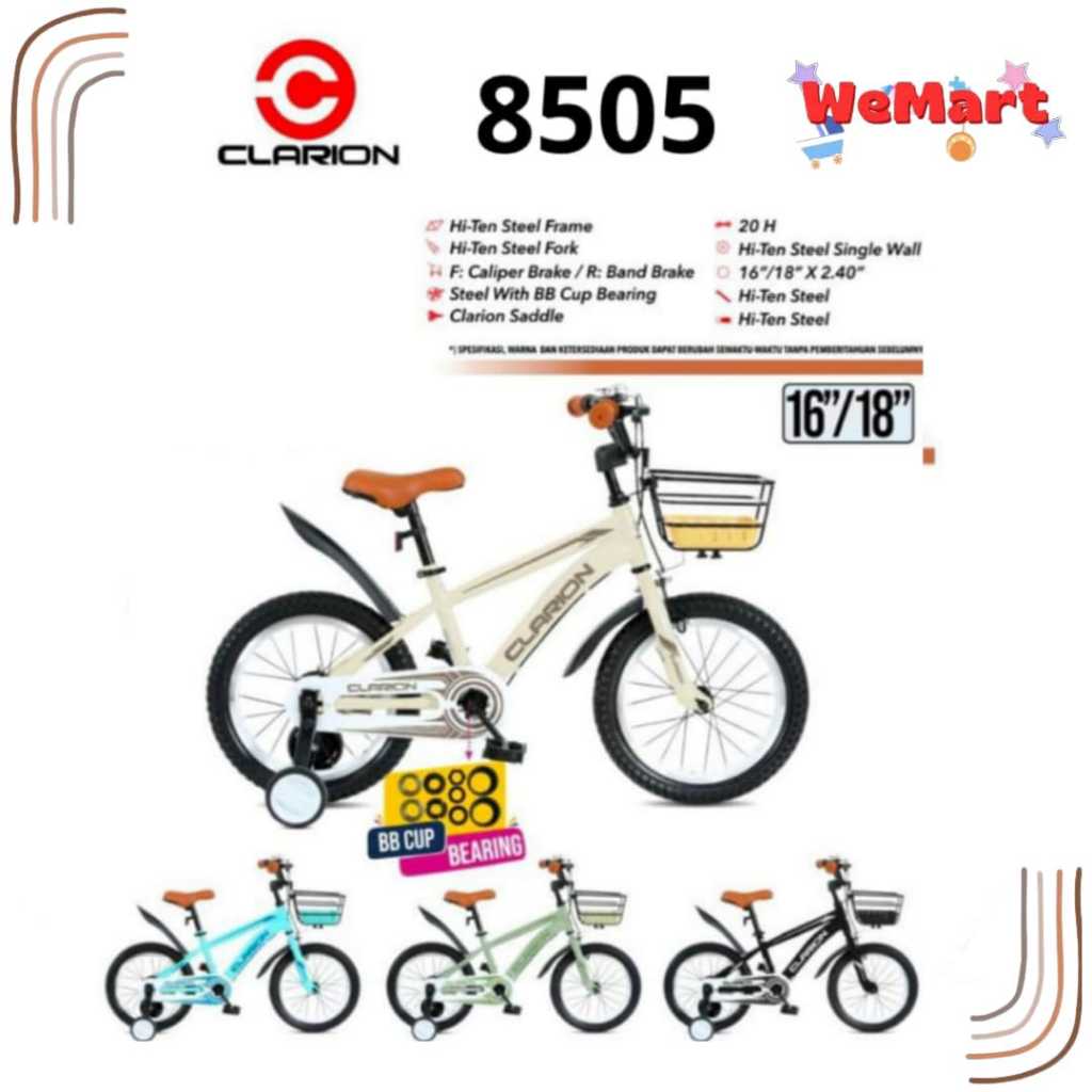 8505 CLARION KIDS BICYCLE // Sepeda BMX BIKE Roda Dua Anak Plus Roda Bantu Dilengkapi Keranjang // C