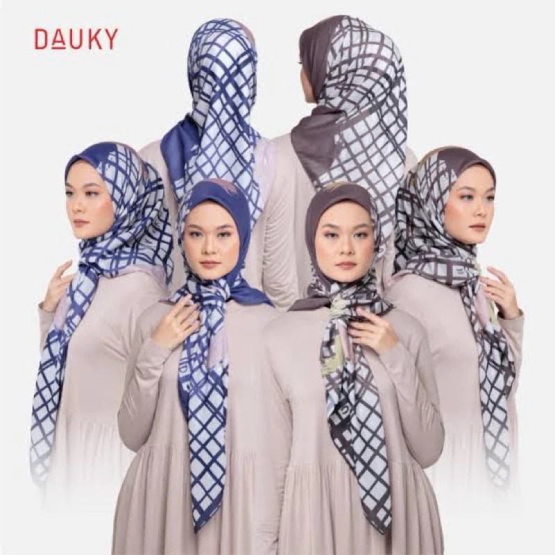 DAUKY Window Pane Scarf - Fashion Wanita Muslimah - Hijab Jilbab Scarf Segi Empat Motif - Segi Empat