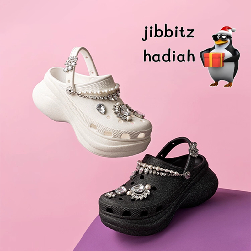 Sepatu Platform Wanita Klasik, Sandal Hak Tinggi Tambahan 7cm - Warna Hitam & Putih