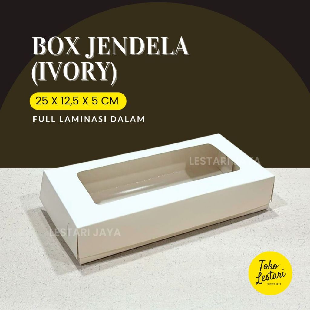 Box Ivory Putih Laminasi Jendela Untuk Kotak Brownies Kue Roti Snack 25x12,5x5 CM