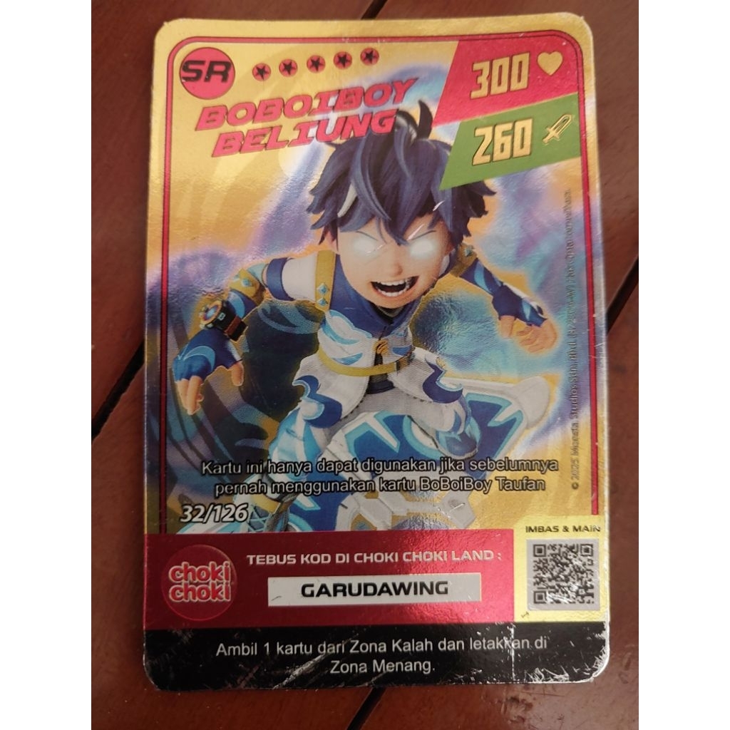 kartu choki chok ori, monsta galaxy card, kartu emas langka, boboiboy beliung dan mecha gentar