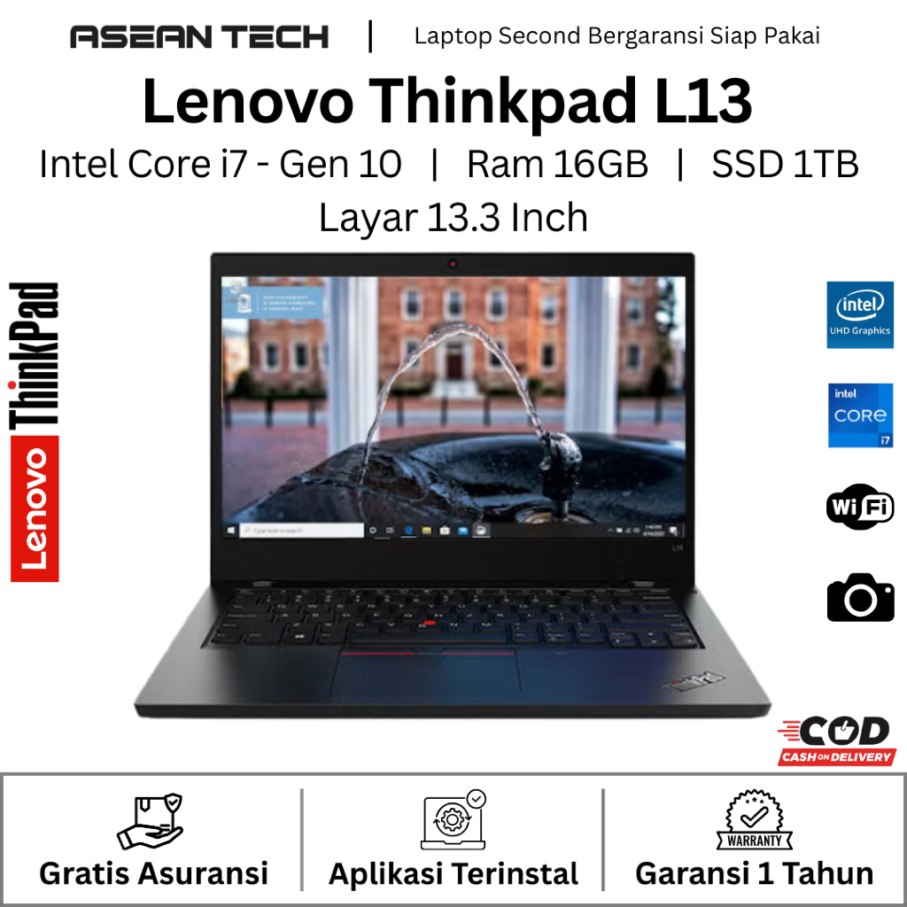 Lenovo Thinkpad L13 Core i7 Gen 10 Ram 8GB SSD 1TB - Laptop Bekas Original Bergaransi Siap Pakai