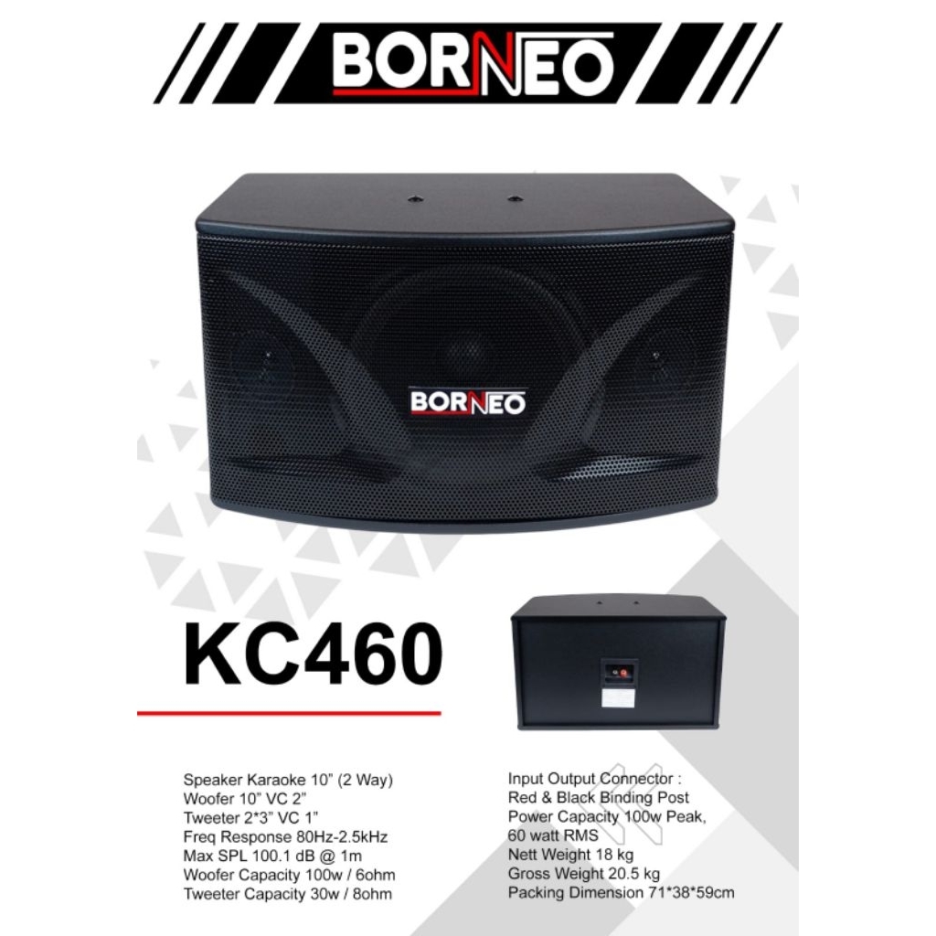 spiker karoke borneo kc 460 10 inch 2 way speaker karaoke 1 set