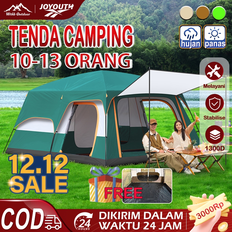 JOY 8-12 orang Tenda camping Portable Outdoor dan Indoor Tenda Otomatis Tenda Tahan Air Tenda Besar
